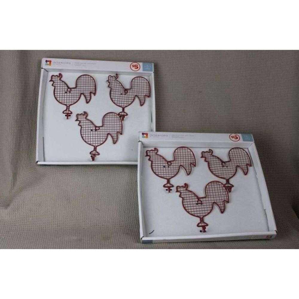 New Six Rooster Metal Hooks